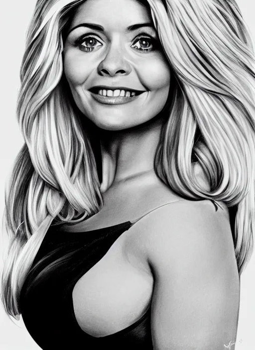 Image similar to holly Willoughby with the physique of a body builder, symmetrical facial features, hyper realistic, ultra detailed, cinematic, dynamic lighting, photorealistic, refined, intricate, digital art, digital painting, masterpiece, 8k