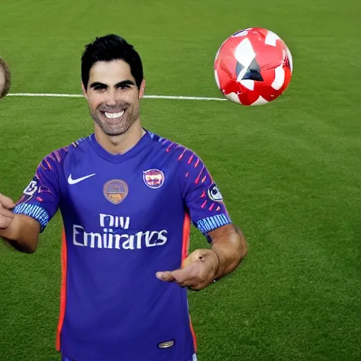 Image similar to a promo portrait of mikel arteta drooling to the camera, happy, hyper detailed, wide angle lense, fisheye, reuters