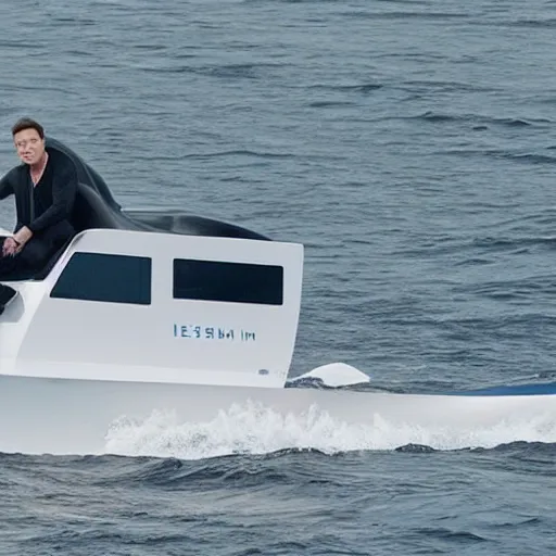 Prompt: the wave with elon musk instead of the boat