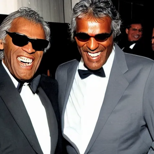 Prompt: a picture of ray charles and andrea bocelli together