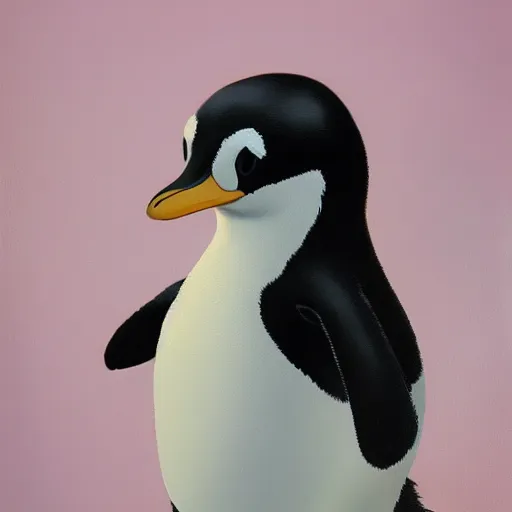 Prompt: cute penguim, oil on canvas, realism, artstation, concept character art