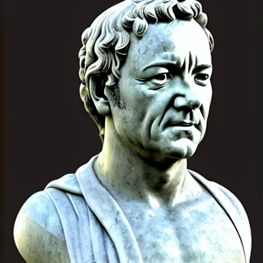 Prompt: kevin spacey as a greek marble statue