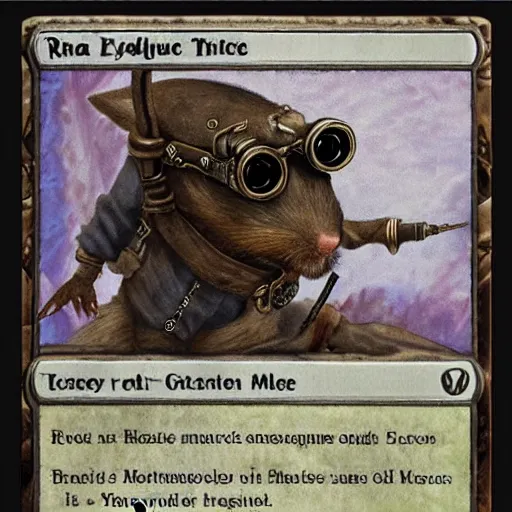 Image similar to a rat with steampunk googles, from Magic the gathering