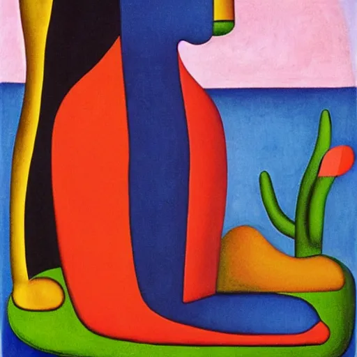 Image similar to abaporu by tarsila do amaral but the foot is wearing shoes.