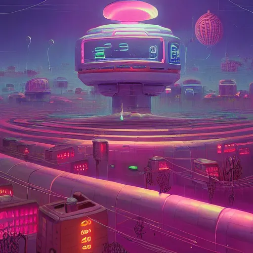 Image similar to beautiful painting of anemone city in the dreams of a mainframe in the style of Simon Stålenhag and H. R. Giger, detailed, trending on Artstation