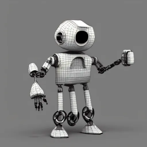 Prompt: 3 d render of a cute broken derelict robot