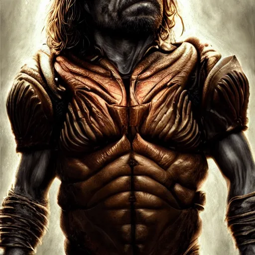 Image similar to peter dinklage as the predator digital painting, extremely detailed, 4 k, intricate, brush strokes, mark arian, artgerm, bastien lecouffe - deharme