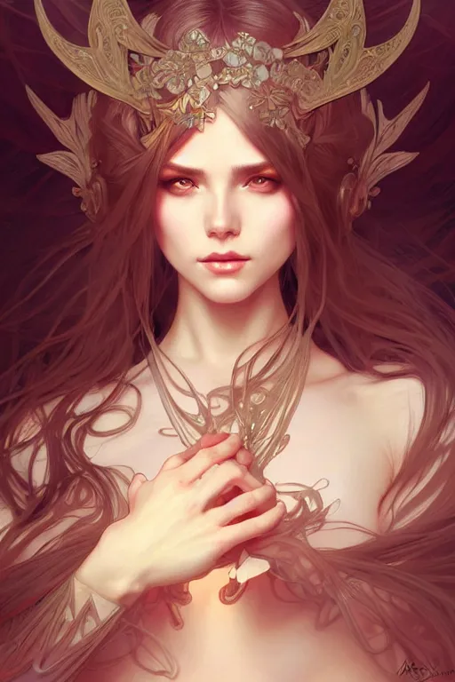 Prompt: translucent, dark fantasy, intricate, elegant, highly detailed, digital painting, artstation, concept art, matte, sharp focus, illustration, art by artgerm and alphonse mucha