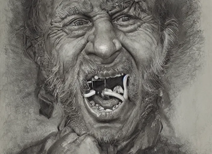 Prompt: a highly detailed grotesque portrait of a dentist, james gurney, james jean