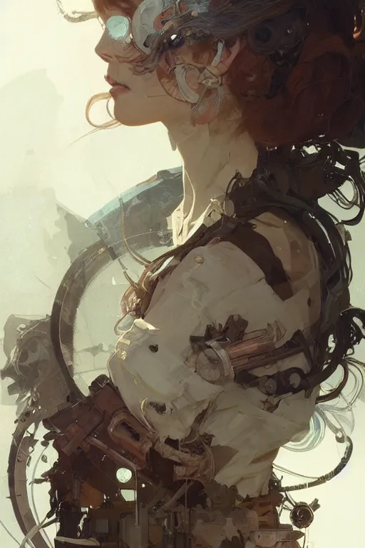 Image similar to A full portrait of a beautiful post apocalyptic offworld researcher, intricate, elegant, highly detailed, digital painting, artstation, concept art, smooth, sharp focus, illustration, art by Krenz Cushart and Artem Demura and alphonse mucha