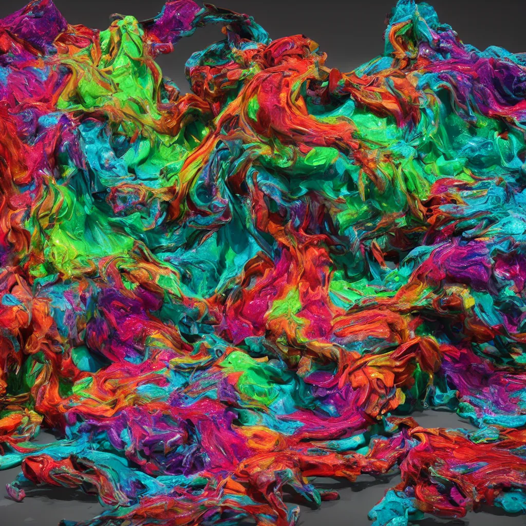 Image similar to painful pleasures by lynda benglis, octane render, colorful, 4 k, 8 k