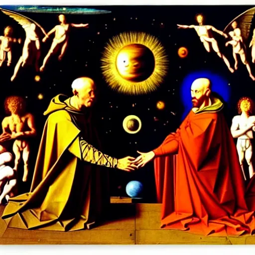 Image similar to creation of the universe by Hubert van Eyck and Jan van Eyck