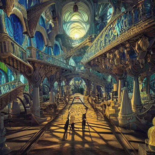 Prompt: art city 8 k cryengine render by android jones, antoni gaudi, rob gonsalves, syd mead