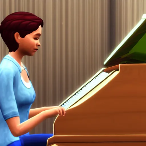 Image similar to cat playing piano, the sims 4