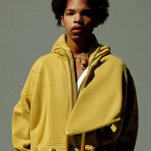 Image similar to realistic photoshooting for a new ssense lookbook color film photography of a beautiful woman model, photo in style of tyler mitchell, ssense