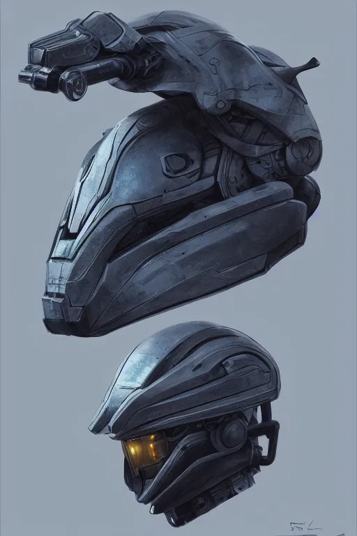 Image similar to sci - fi helmet concept by yintion j - jiang geping, lineart, oil painting, bungie, valve, neill blomkamp, concept sketches, rejected concepts, digital painting, highly detailed, artstation, sharp focus, rendered in maya and houdini, 3 d render, product lighting, 8 k