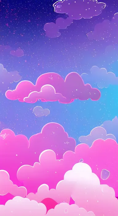 Prompt: pink and blue clouds in space, smooth, cartoonish vector style, background artwork, digital art, award winning