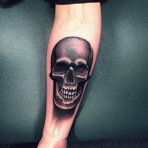 Image similar to dark tattoo of skull and demonic snake with green fog