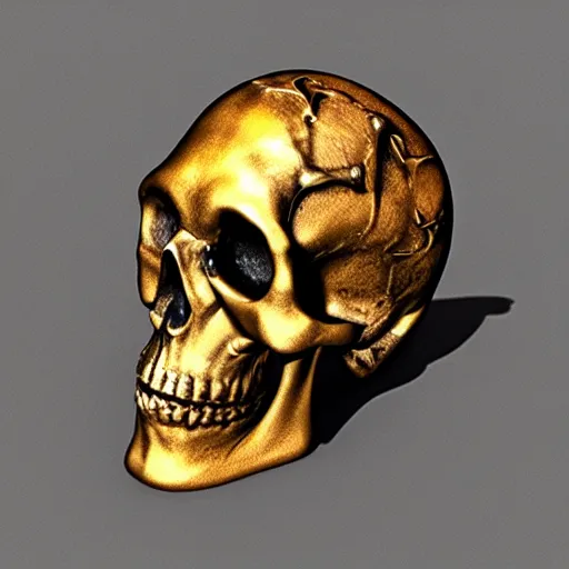 Image similar to human skull ornated with horn, filigree, patina, bronze, ornaments, 3 d design for tattoo, hyper maximalist, elegant, ornate, luxury, elite, symmetrical, unreal engine, 3 d design