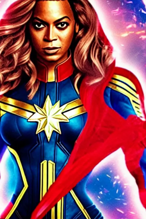 Image similar to Beyonce as Captain Marvel