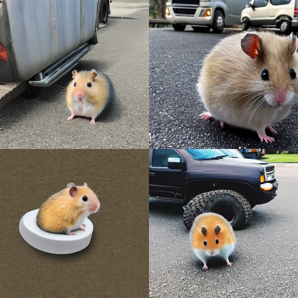 Prompt: Hamster combined with truck