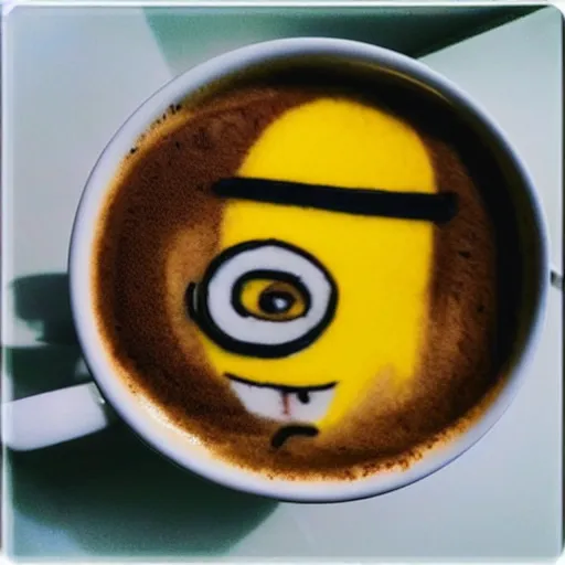 Prompt: instagram photo of latte art of a minion