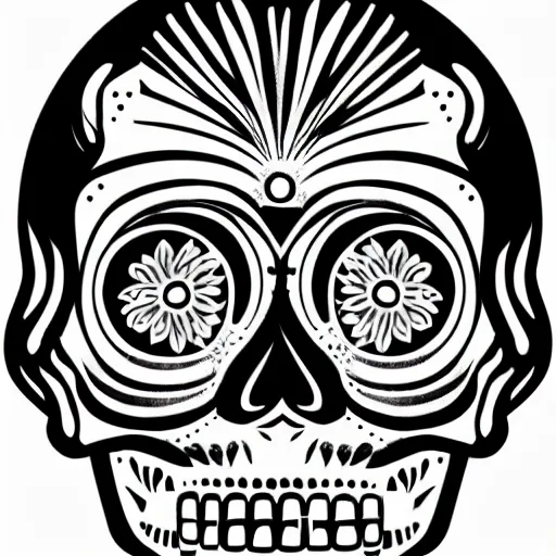 Prompt: a small vector tattoo design. art deco sugar skull.