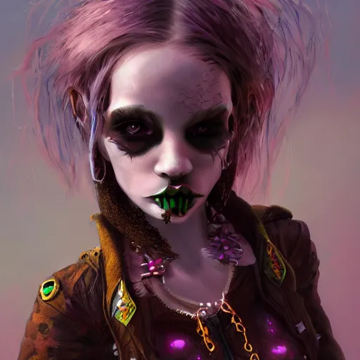 Image similar to eco punk, goblin girl goth, fantasy art, high detail, 4k