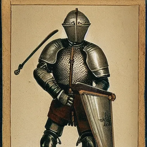 Image similar to a picture of a knight wielding a machine gun