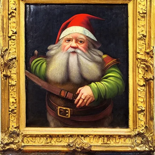 Image similar to Renaissance painting portrait of a gnome