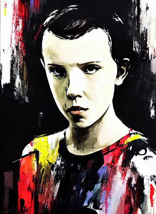 Prompt: Portrait of sad Millie Bobby Brown by Yoji Shinkawa
