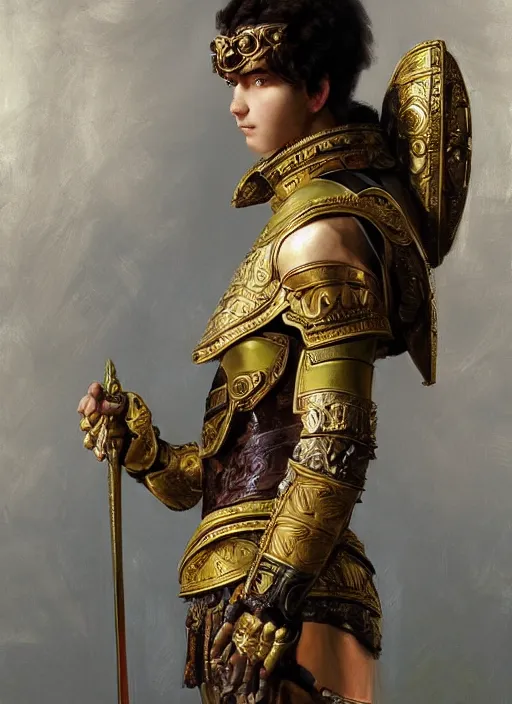 Image similar to portrait of an ancient roman character in incredible rich ornate armor, by ilya kuvshinov, by thomas lawrence, by bayard wu, trending on artstation, masterpiece