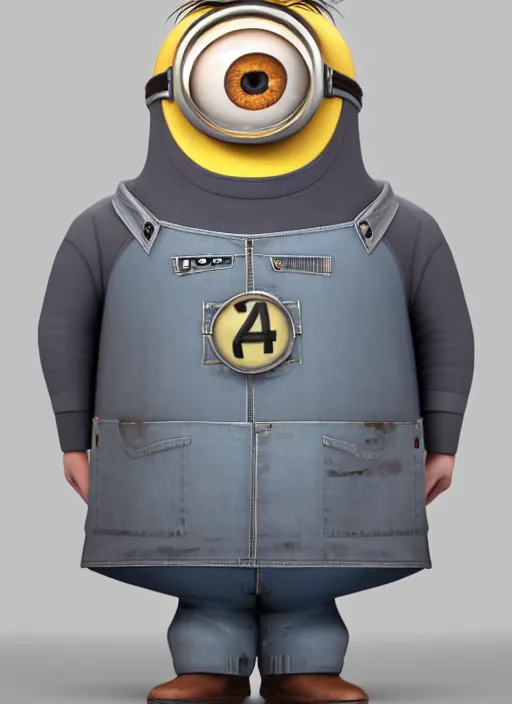 Image similar to anthropomorphic portrait of elon musk as a minion from despicable me, au naturel, hyper detailed, digital art, trending in artstation, cinematic lighting, studio quality, smooth render, unreal engine 5 rendered, octane rendered, art style by klimt and nixeu and ian sprigger and wlop and krenz cushart and greg rutkowski