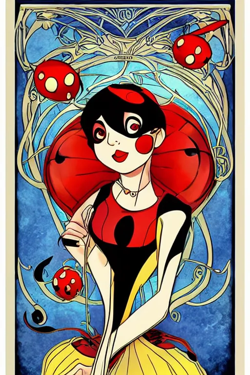 Image similar to art nouveau poster, miraculous ladybug