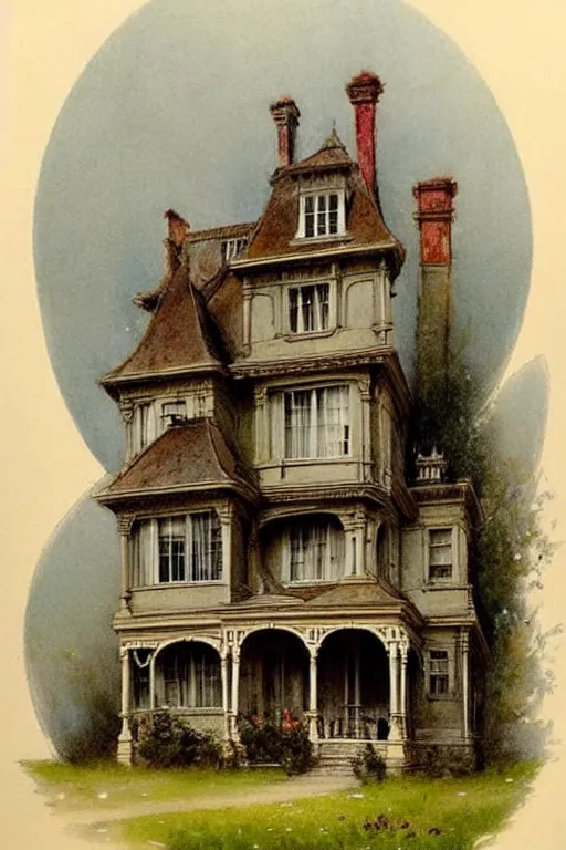 Image similar to ( ( ( ( ( 1 9 5 0 s victorian mansion. muted colors. ) ) ) ) ) by jean - baptiste monge!!!!!!!!!!!!!!!!!!!!!!!!!!!!!!