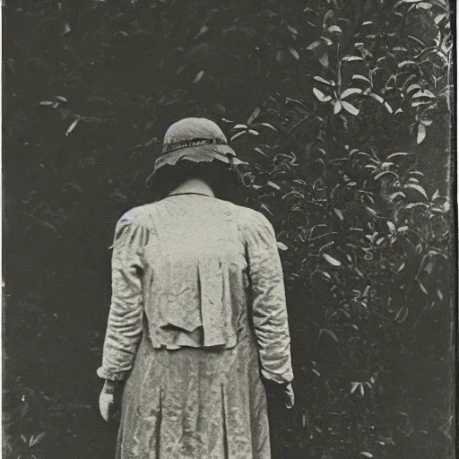 Prompt: a creepy woman in the distance, in a liminal space, early 1 9 0 0 s photo