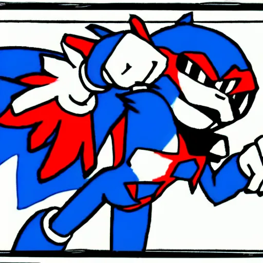 Prompt: red white ms paint doodle of bad amateur anime sonic drawing, made in ms paint,