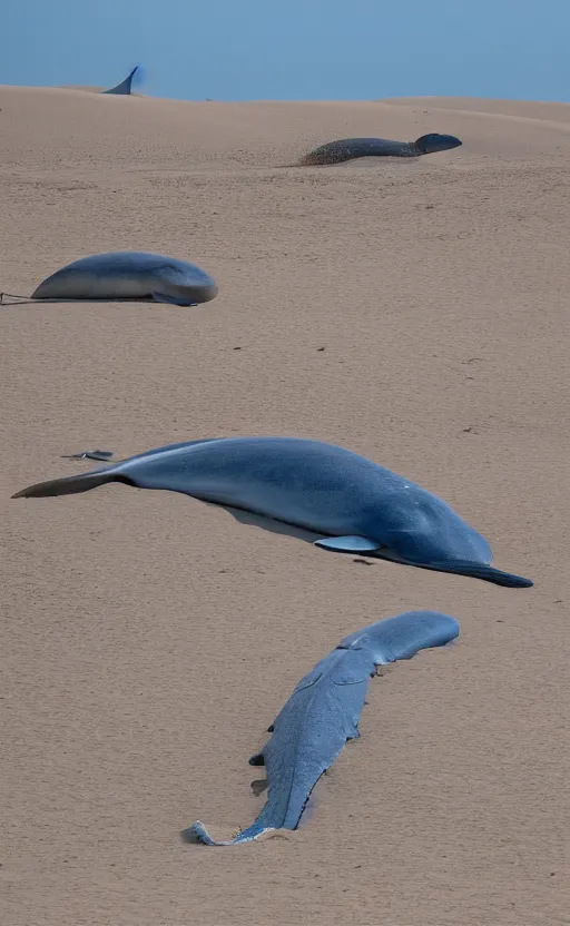 Image similar to blue whales in sand dunes, photography