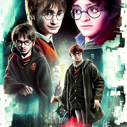 Prompt: harry potter as a cyberpunk character