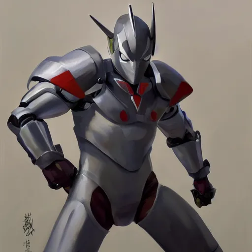 Image similar to greg manchess portrait painting of armored spiderman ultraman grey fox from metal gear cyborg gay japanese - american hybrid as overwatch character, medium shot, asymmetrical, profile picture, organic painting, sunny day, matte painting, bold shapes, hard edges, street art, trending on artstation, by huang guangjian and ail elvgren and sachin teng