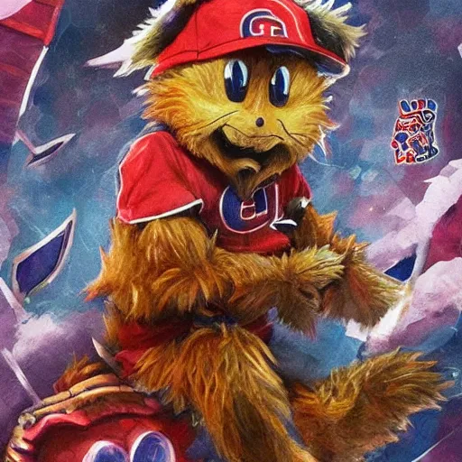 Image similar to anime Portrait of Youppi the Habs Montreal Canadiens Mascot as a very cute powerful and friendly pokemon, highly detailed anime, high evolution, 1990s, legendary, smooth, sharp focus, dynamic lighting, intricate, trending on ArtStation, illustration pokemon, art by WLOP