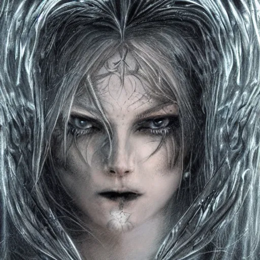 Image similar to gothic kerli koiv by luis royo, light and shadow effects, intricate, highly detailed, digital painting, art station, concept art, smooth, sharp focus, illustration, advanced digital, atmospheric lighting, detailed face, christopher c. lee, toon effect