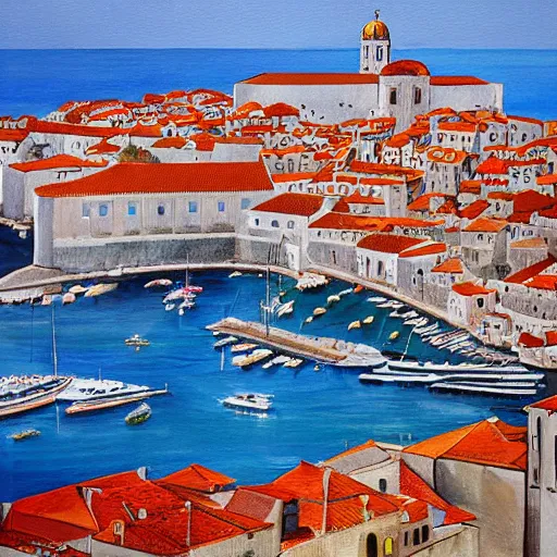 Image similar to a painting of dubrovnik by vojo stanic