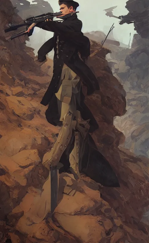 Prompt: professional painting of John Brown holding a futuristic rifle, wearing men's 1800s garb, intricate, elegant, digital painting, concept art, smooth, sharp focus, illustration, art nouveau, by Ruan Jia and Dan Mumford and Mandy Jurgens and Artgerm and William-Adolphe Bouguerea