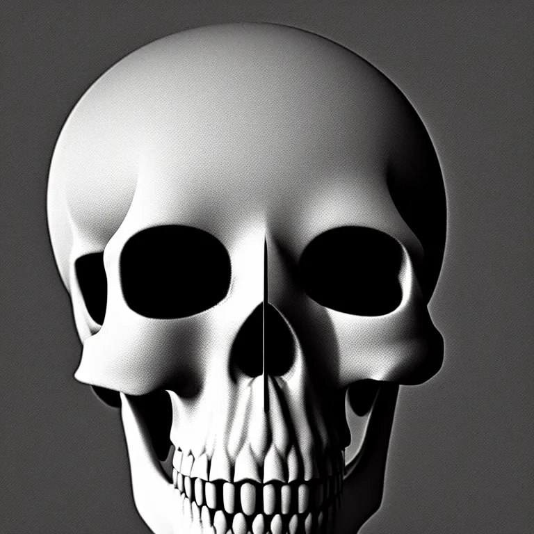 Image similar to black and white light 3D geometry, skull, matte bright highly detailed, poetic, 3D render, digital art, octane render, 8K artistic photography, photo-realistic, by Dora Maar