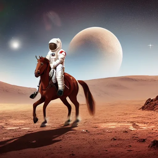 Prompt: A astronaut riding a horse on Mars, photorealistic, 4K
