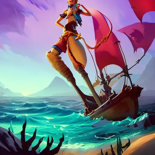 Image similar to jack the pirate mermaid on sea of thieves game avatar hero, behance hd by jesper ejsing, by rhads, makoto shinkai and lois van baarle, ilya kuvshinov, rossdraws global illumination