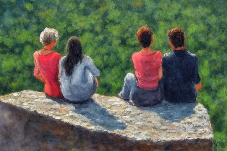 Image similar to friends, sitting on the edge, by rotalla mimmo