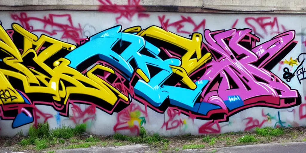 Image similar to hyperrealistic rendering, anti style graffiti