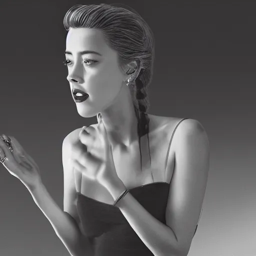 Image similar to Amber heard physically unknowingly steps on a tiny bee, photorealism, fake